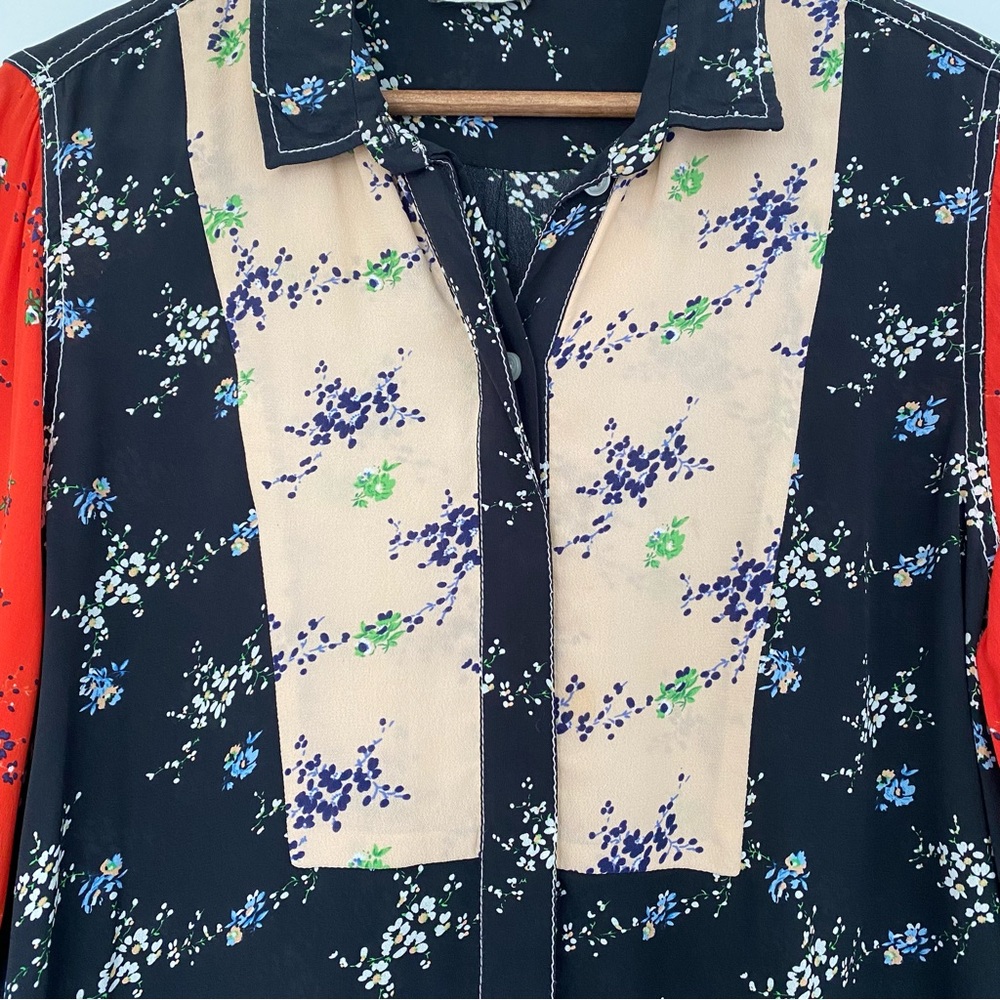 Malene Birger Luccah Floral Print Silk Blend Blouse Tunic Size Medium - Picture 5 of 13